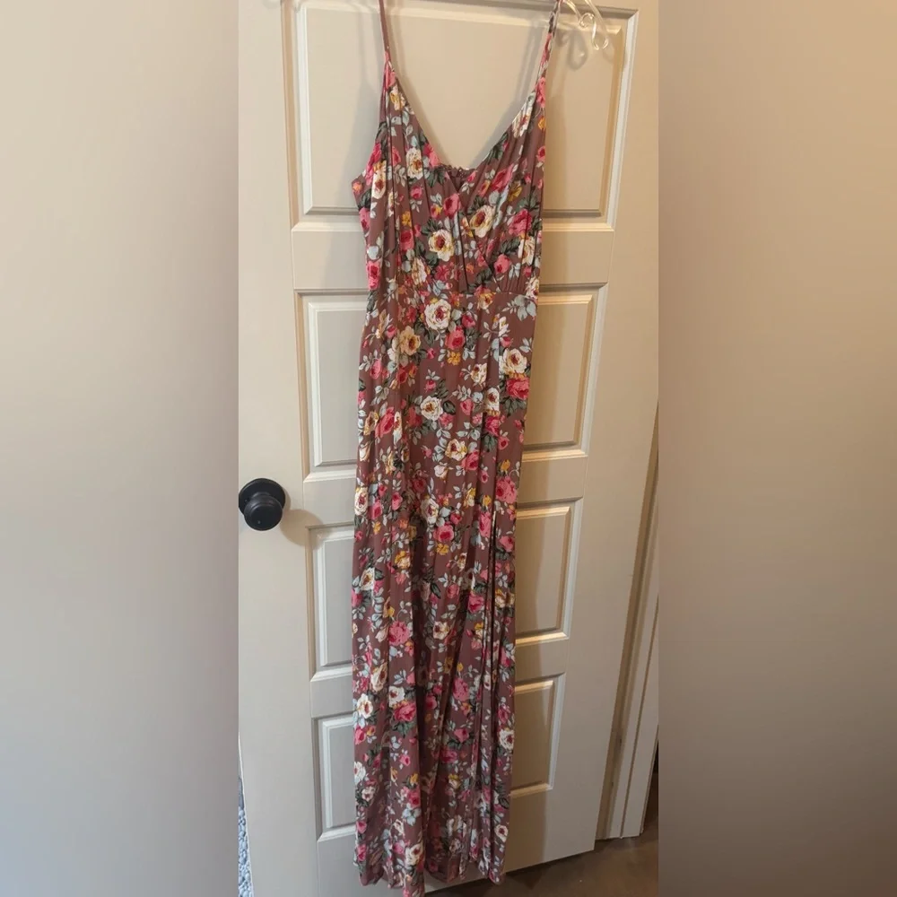 NWT Lulus Everlasting Bliss Blush Floral Print Maxi Dress MEDIUM - Picture 3 of 9